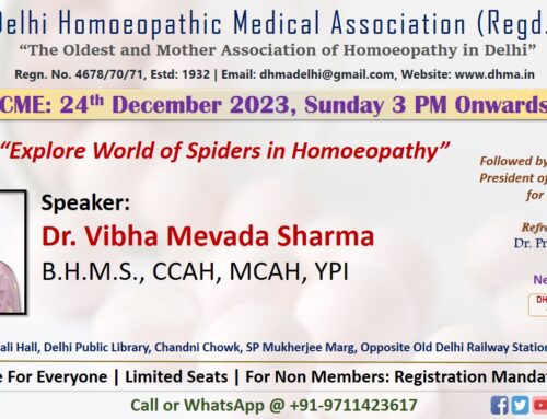 MONTHLY CME DECEMBER 2023 TOPIC :”Explore World of Spiders in Homoeopathy” By Dr.Vibha Mevada Sharma